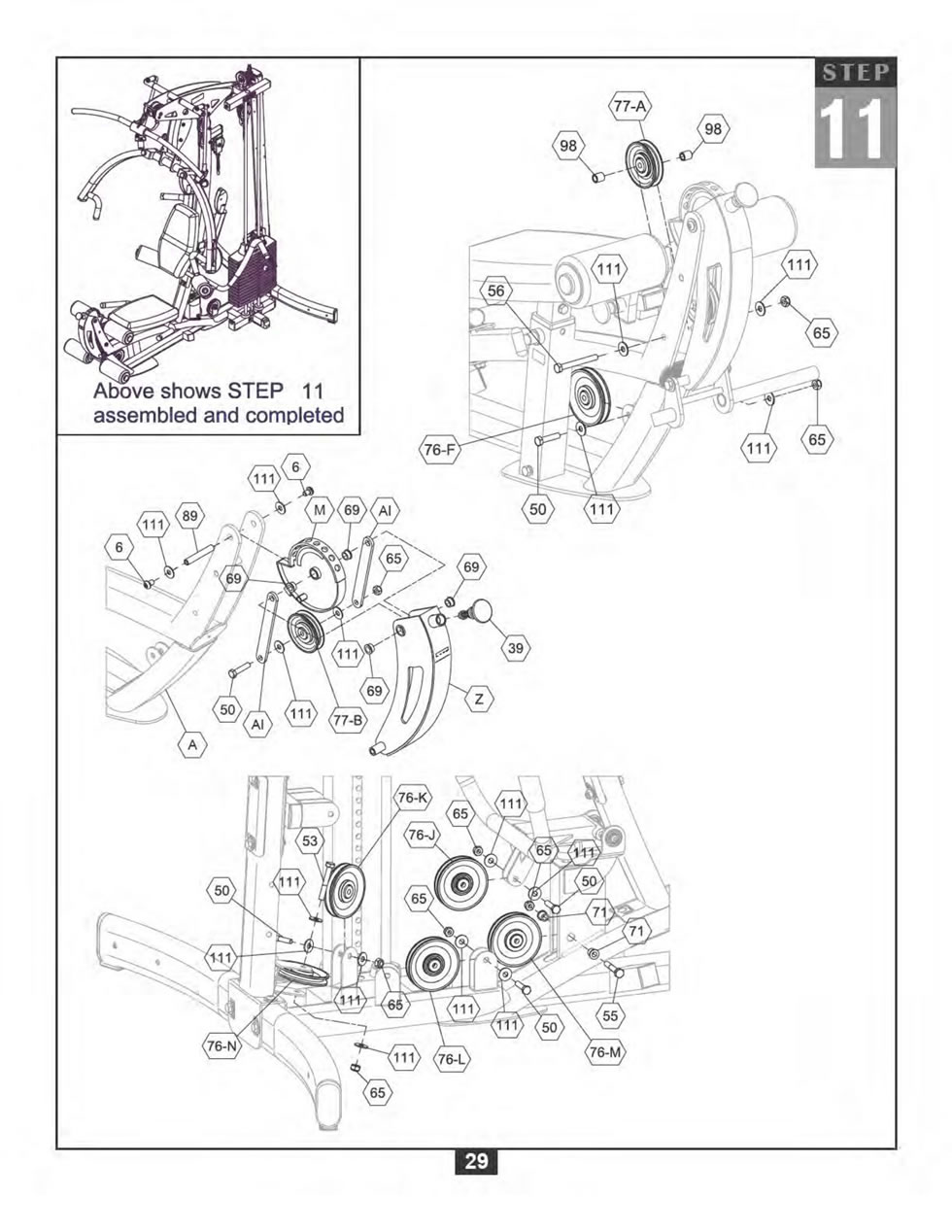 Body-Solid F600 综合训练器安装步骤及穿线图