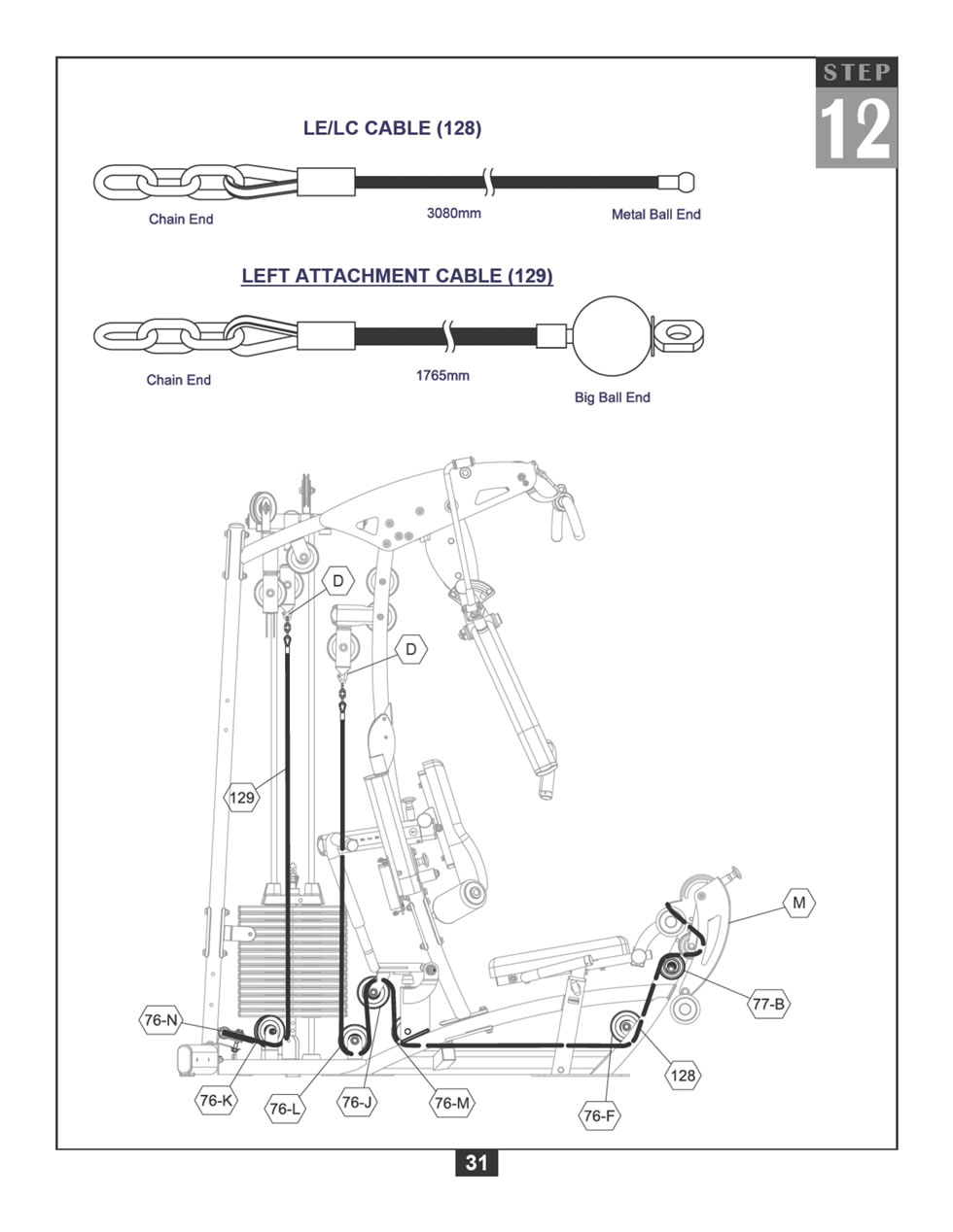 Body-Solid F600 综合训练器安装步骤及穿线图