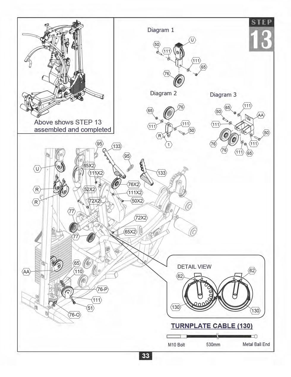 Body-Solid F600 综合训练器安装步骤及穿线图