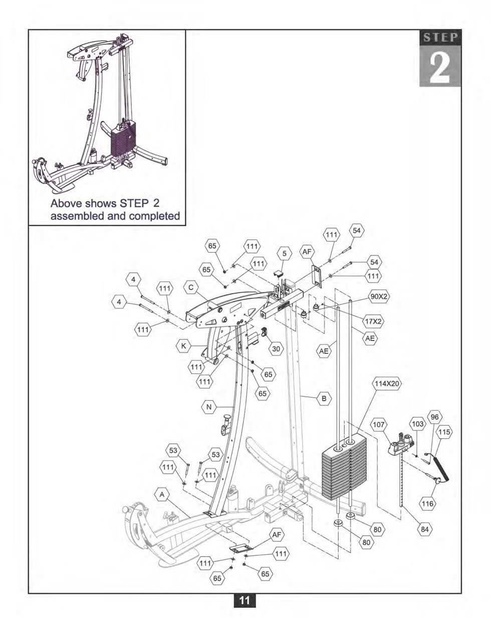 Body-Solid F600 综合训练器安装步骤及穿线图