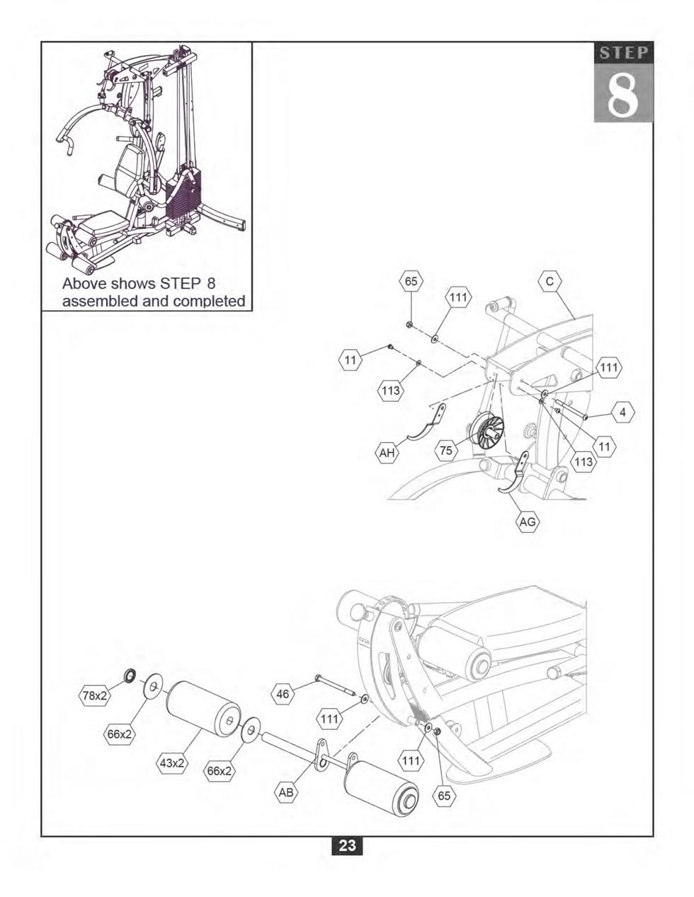 Body-Solid F600 综合训练器安装步骤及穿线图