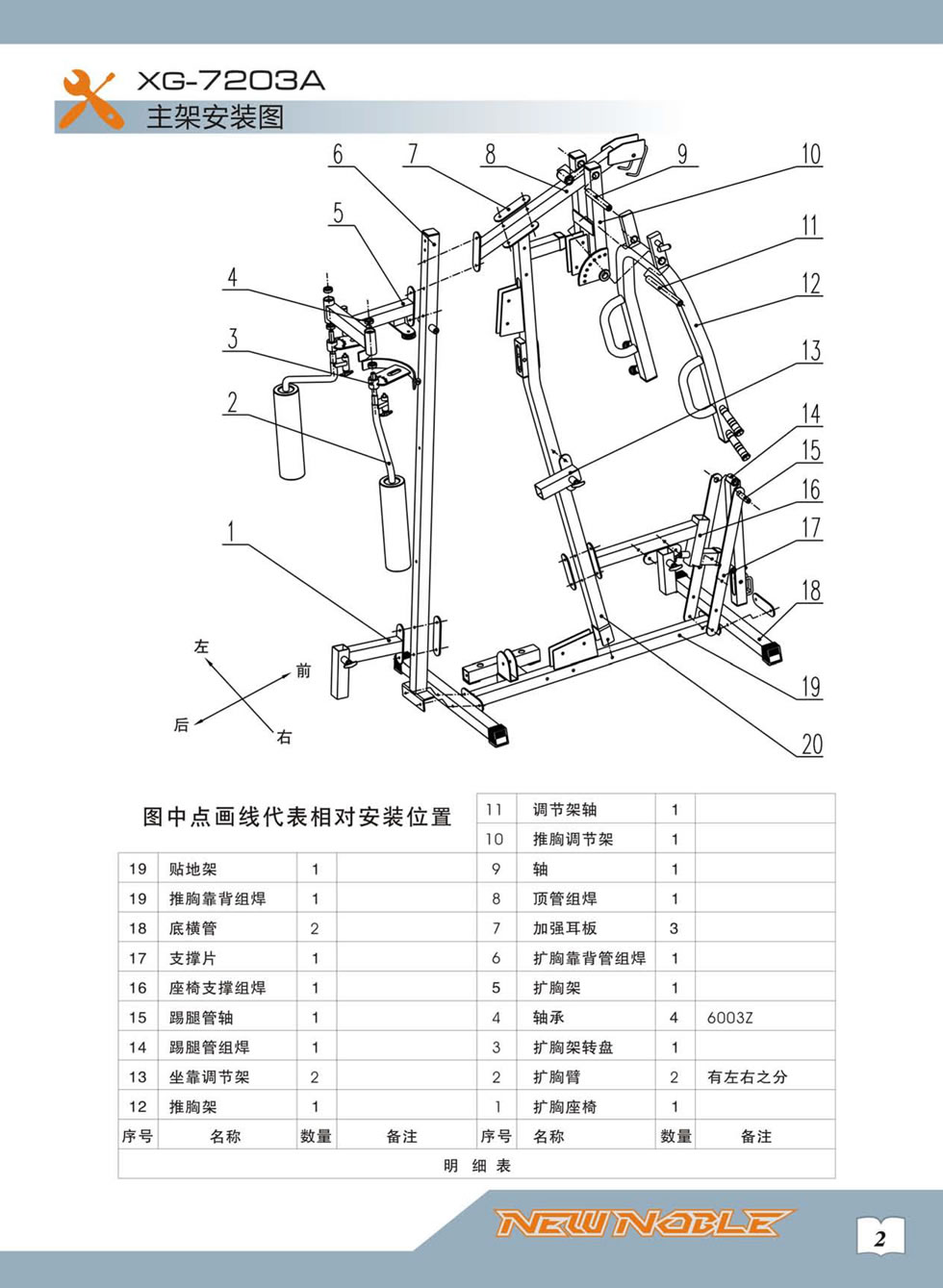 新贵族 XG-7203A 综合训练器安装步骤及使用说明