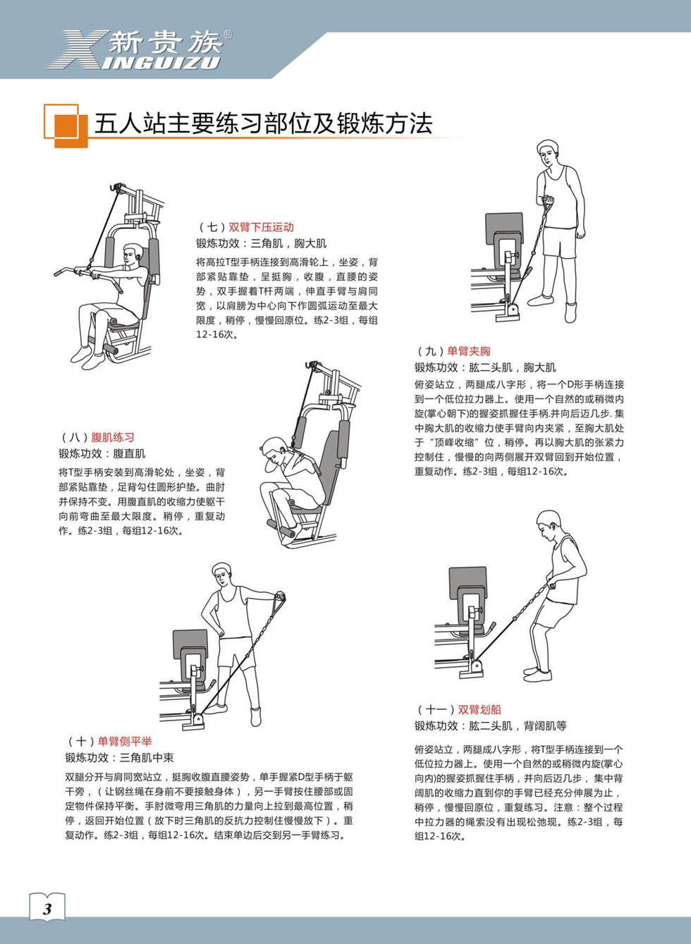 新贵族 XG-7205B 综合训练器安装步骤及使用说明